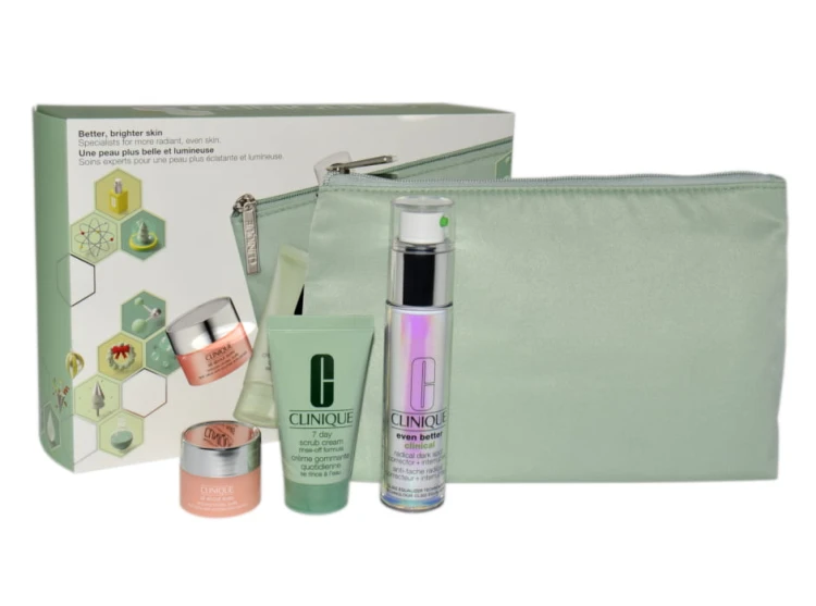 CLINIQUE Set (Even Better Clinical Radical Dark Spot Corrector + Interrupter + 7Day Scub 30ML + All About Eyes 5ML) Zestaw pielęgnacyjny