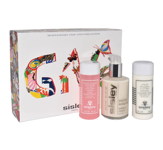 SISLEY Set (Emulsion Ecologique + Cleansing Milk With White Lily All Skin + Floral Tonning Lotion /Dry/Sensitive Skin) Zestaw pielęgnacyjny