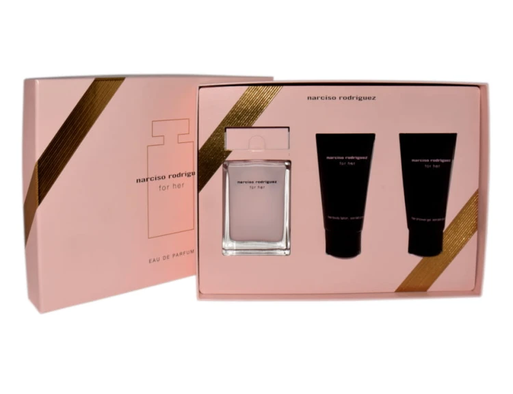 NARCISO RODRIGUEZ Set (For Her 50ML + Body Lotion + Shower Gel 50ML) Zestaw