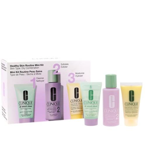 CLINIQUE SET (ALL ABOUT CLEAN LIQUID FACIAL SOAP MILD 30 ML + CLARIFYING LOTION 2 TWICE A DAY EXFOLIATOR 60 ML + DRAMATICALLY DIFFERENT MOISTURIZING LOTION+ 30 ML)