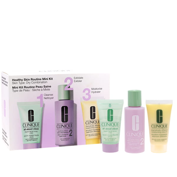 CLINIQUE SET (ALL ABOUT CLEAN LIQUID FACIAL SOAP MILD 30 ML + CLARIFYING LOTION 2 TWICE A DAY EXFOLIATOR 60 ML + DRAMATICALLY DIFFERENT MOISTURIZING LOTION+ 30 ML)