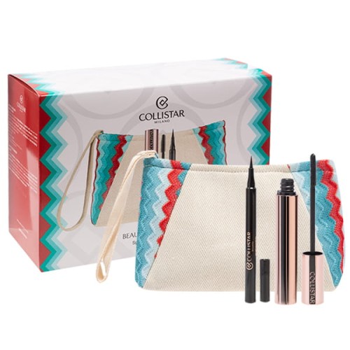 COLLISTAR SET (INFINITO MASCARA EXTRA BLACK + INFINITO EYE MARKER 01 BLACK + POUCH)