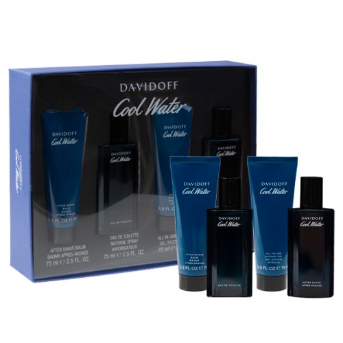 DAVIDOFF SET (COOL WATER EDT/S 75ML + A/S 75ML + A/S BALM 75ML + SHOWER GEL 75ML)