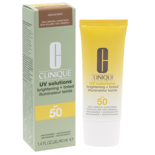 CLINIQUE UV SOLUTIONS BRIGHTENING + TINTED MINERAL SUNSCREEN SPF50 MEDIUM DEEP 40ML