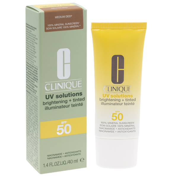 CLINIQUE UV SOLUTIONS BRIGHTENING + TINTED MINERAL SUNSCREEN SPF50 MEDIUM DEEP 40ML