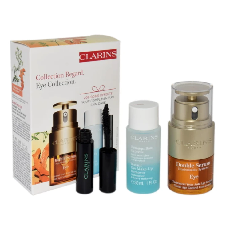 CLARINSDouble Serum Eye 20mlZestaw Double Serum Eye 20 ML + Instant Eye Make Up Remover 50ml + Mascara Supra Lift & Curl 3 ml