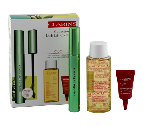 CLARINS Set(Mascara Supra Lift & Curl Black 8ml + Total Eye Lift Sample 3ml) Zestaw z tuszem do rzęs