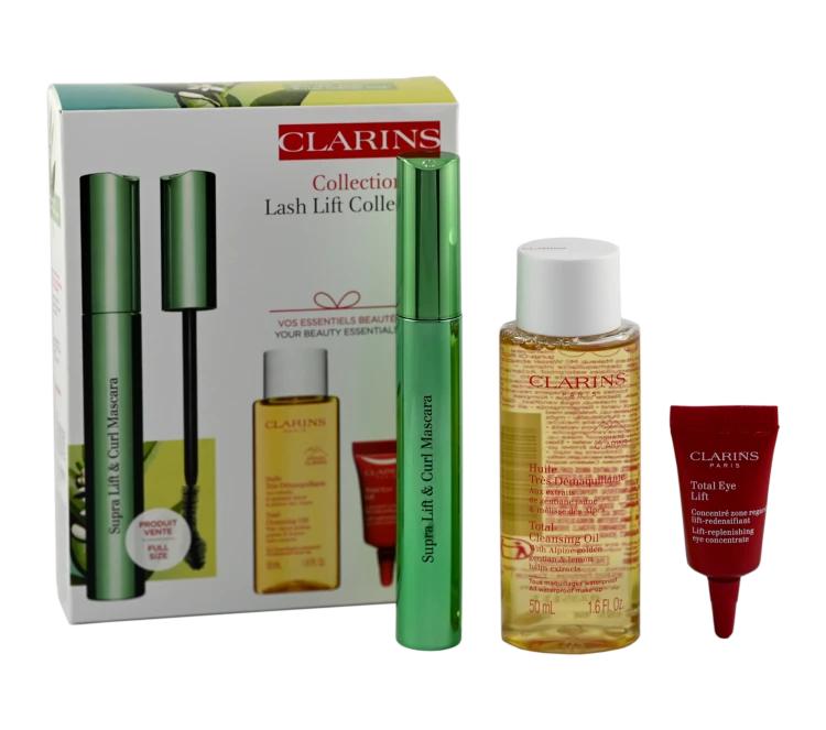 CLARINS Set(Mascara Supra Lift & Curl Black 8ml + Total Eye Lift Sample 3ml) Zestaw z tuszem do rzęs