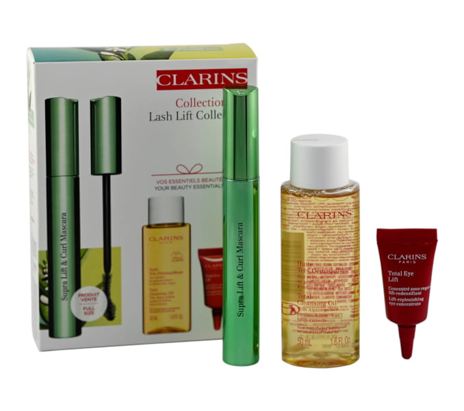 CLARINS Set(Mascara Supra Lift & Curl Black 8ml + Total Eye Lift Sample 3ml) Zestaw z tuszem do rzęs