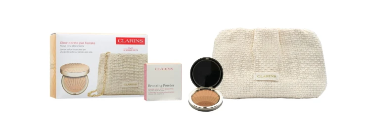 CLARINS Set ( Poudre Soleil 25 + Summer Pouch) Zestaw kosmetyków  z bronzerem i kosmetyczką