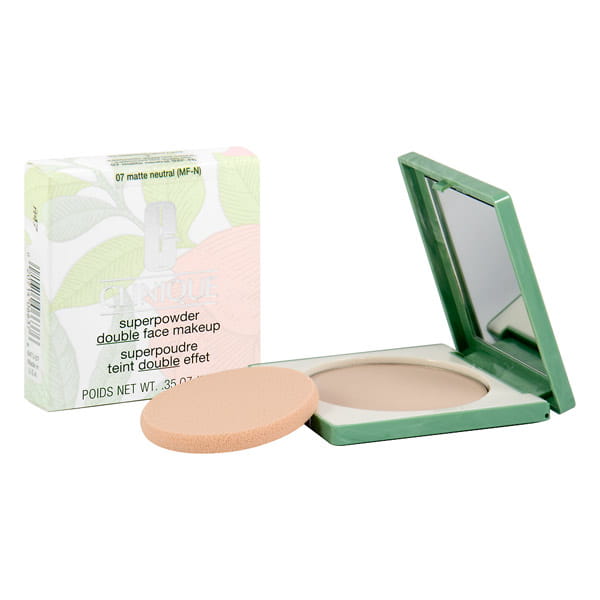 Clinique  Superpowder Double Face Makeup 07 Matte Neutral  pudrowy podkład w kompakcie 10 g nowa szata graficzna srebrna puderniczka
