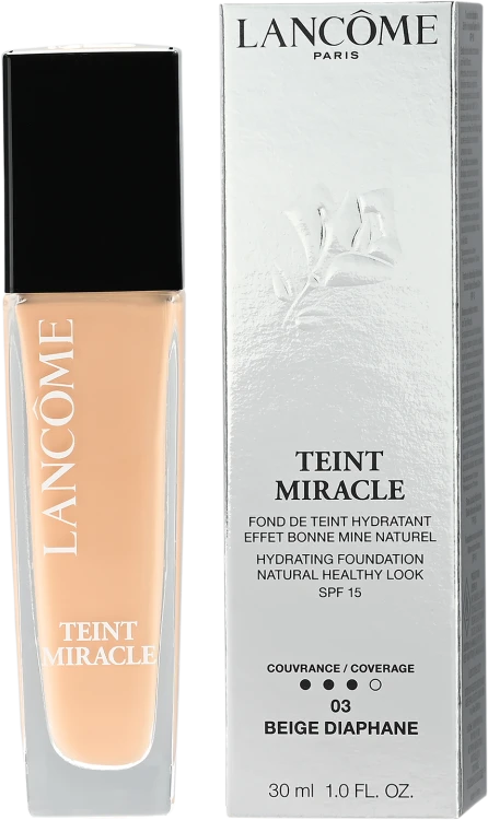 LANCOME  Teint Miracle Hydrating Foundation Natural Healthy Look 03  Beige Diaphone   Podkład rozświetlający 30 ml promocja
