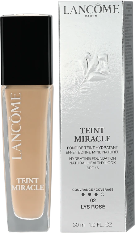 LANCOME  Teint  Miracle Hydrating Foundation Natural Healthy Look 02 Lys Rose    Podkład rozświetlający 30 ml promocja