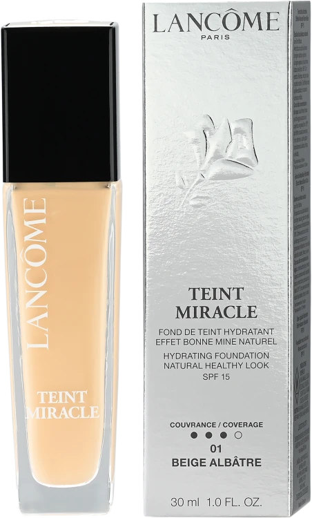LANCOME  Teint Miracle Hydrating Foundation Natural Healthy Look 01 Beige Albatre   Podkład 30 ML