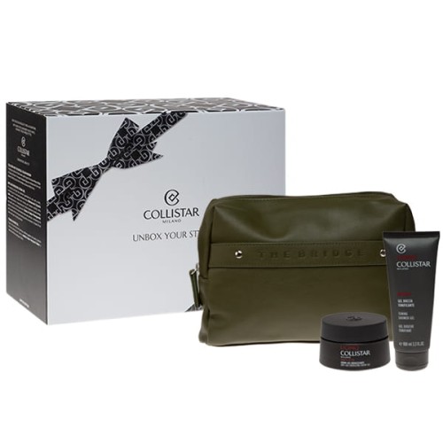 COLLISTAR SET (UOMO ENERGIZING ANTI-AGING CREAM GEL 50 ML + TONING SHOWER GEL 100 ML + POUCH)