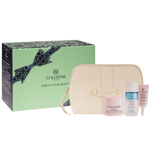 COLLISTAR SET (SMOOTHING ANTI WRINKLE CREAM+TWO PHASE MAKE UP REMOVING 35ML+EYE CONTOUR 5ML+cosmetic bag )