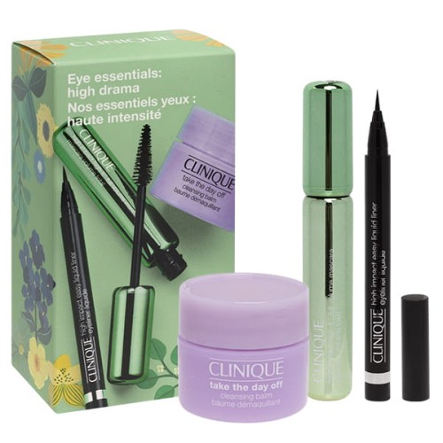 CLINIQUE SET (MASCARA HIGH IMPACT HI-FI 10ML + LIQUID LINER 0,34G  + TAKE THE DAY OFF CLEANSING BALM 15ML)