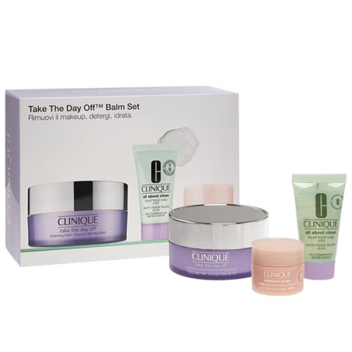 CLINIQUE SET (TAKE THE DAY CLEANSING BALM 125ML+ALL ABOUT CLEAN LIQUID FACIAL SOAP 30ML+MOISTURE SURGE 100-H AUTO REPLENISING HYDRATOR 15L)