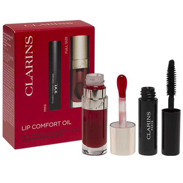 CLARINS SET (LIP COMFORT OIL TEINT 03 CHERRY 7 ML +  WONDER VOLUME MASCARA XXL 01 EXTREME BLACK 3 ML)
