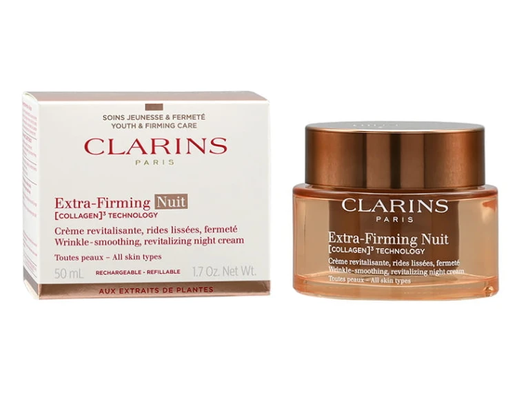 CLARINS Extra Firming Nuit Collagen Wrinkle Smoothing Revitalizing Night Cream All Skin Types Krem na noc z kolagenem nowość  50ml