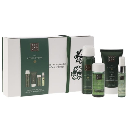 Rituals Set(The Ritual Jing Body Cream Whipped 70ml + Shower Gel 50ml + Massage Oil 50ml + Pillow&Body Mist 20ml) Zestaw pielęgnacyjny