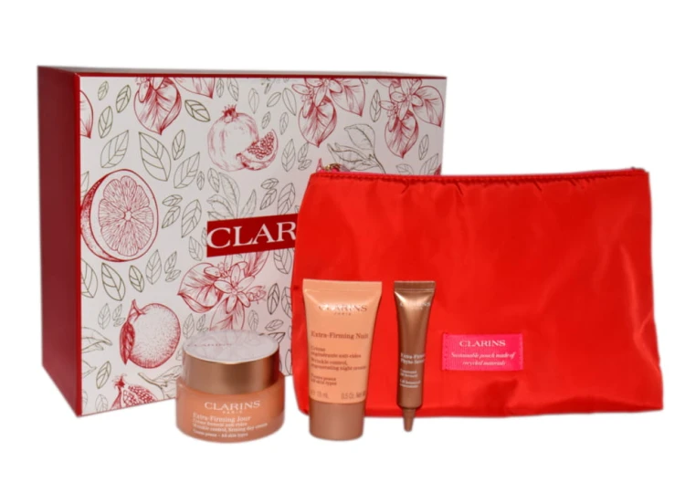 CLARINS Set (Extra Firming Day Cream 50ML + Extra Firming Serum 10ML + Extra Firming Night Cream 15ML) Zestaw pielęgnacyjny z kosmetyczką