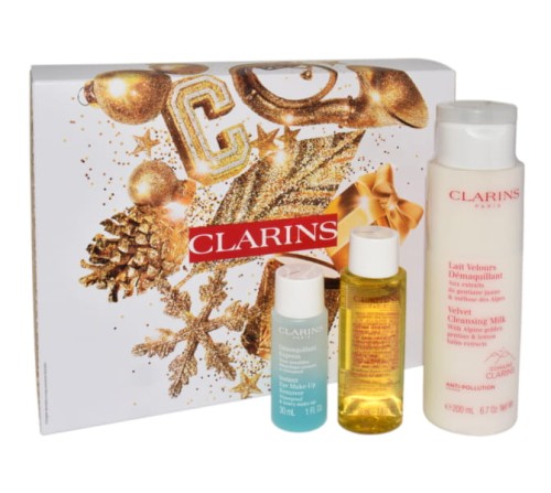 CLARINS SET (VELVET CLENSING MILK 200ML + INSTANT EYE MAKE-UP REMOVER 30ML + HYDRATING TONING LOTION 50ML) Zestaw