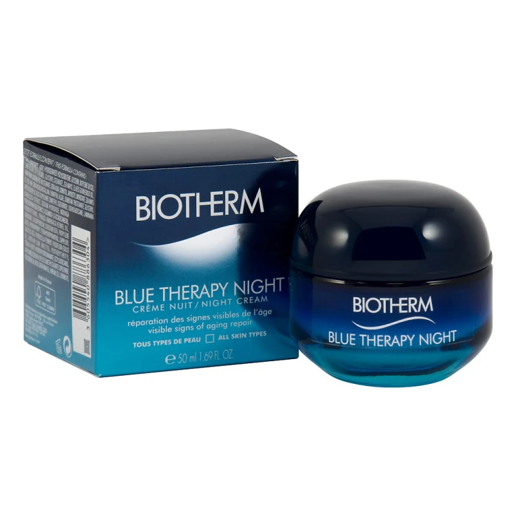 Biotherm  Blue Therapy Night Cream Visible Sings of Aging Repair (All Skin Types)  Przeciwzmarszczkowy krem na noc 50 ml nowa szata graficzna